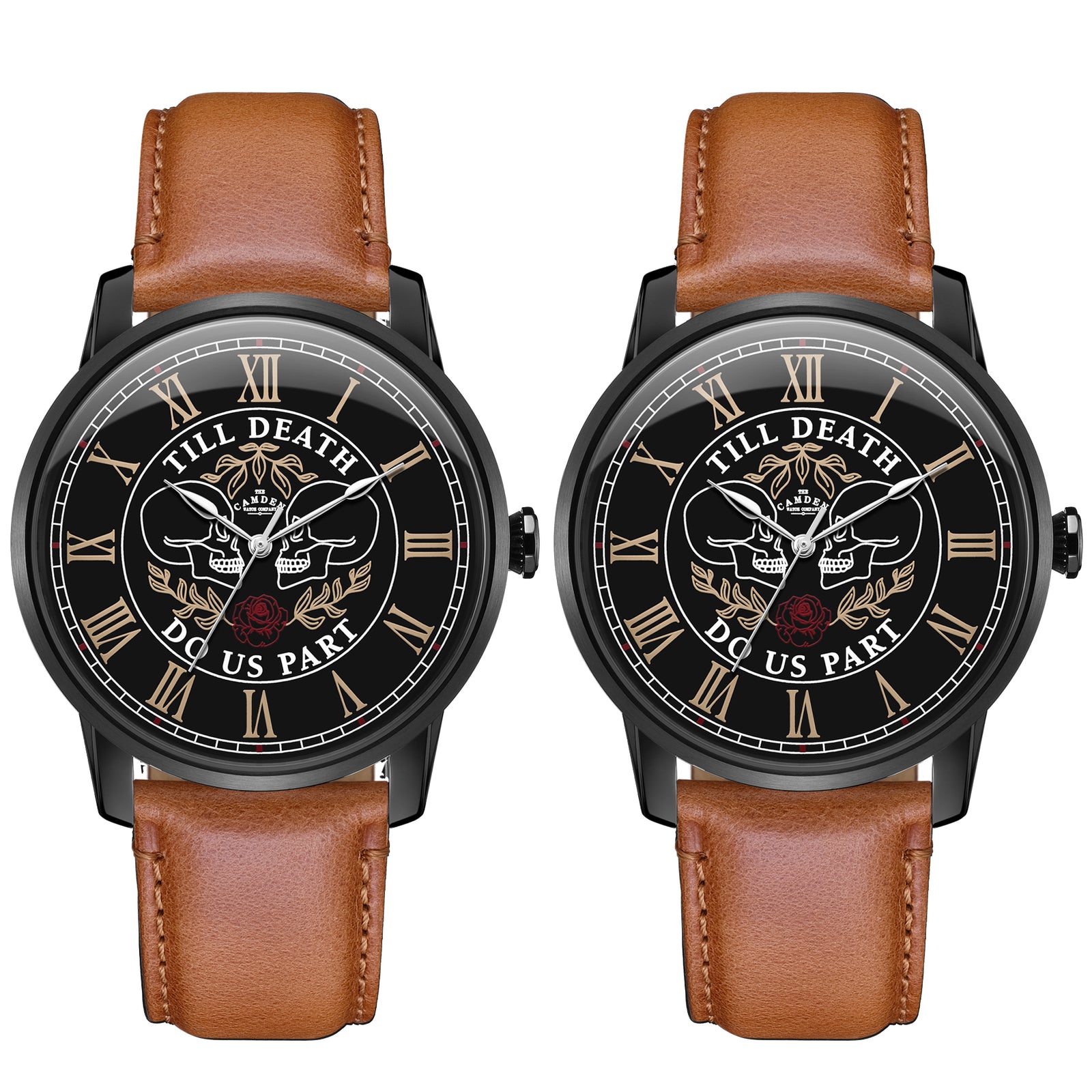 Till Death HIS AND HIS on a Tan Leather Strap