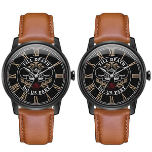 Till Death HIS AND HIS on a Tan Leather Strap