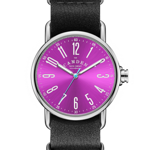 SMALL No.88 Steel and Pink on Black Leather