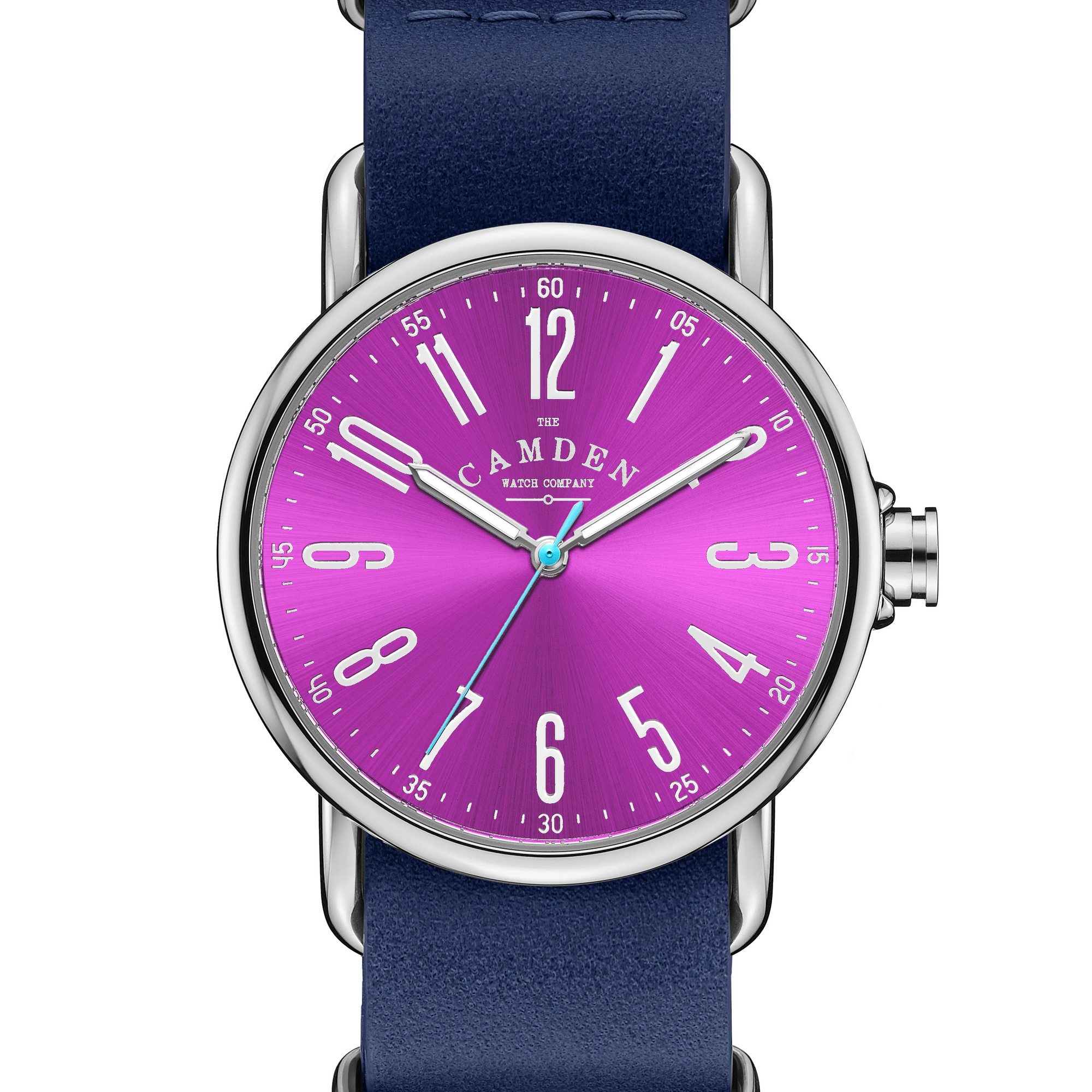 SMALL No.88 Steel and Pink on Navy Leather