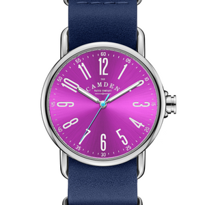 SMALL No.88 Steel and Pink on Navy Leather