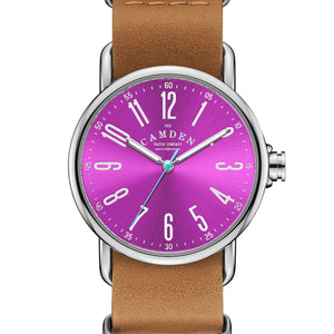 SMALL No.88 Steel and Pink on Tan Leather