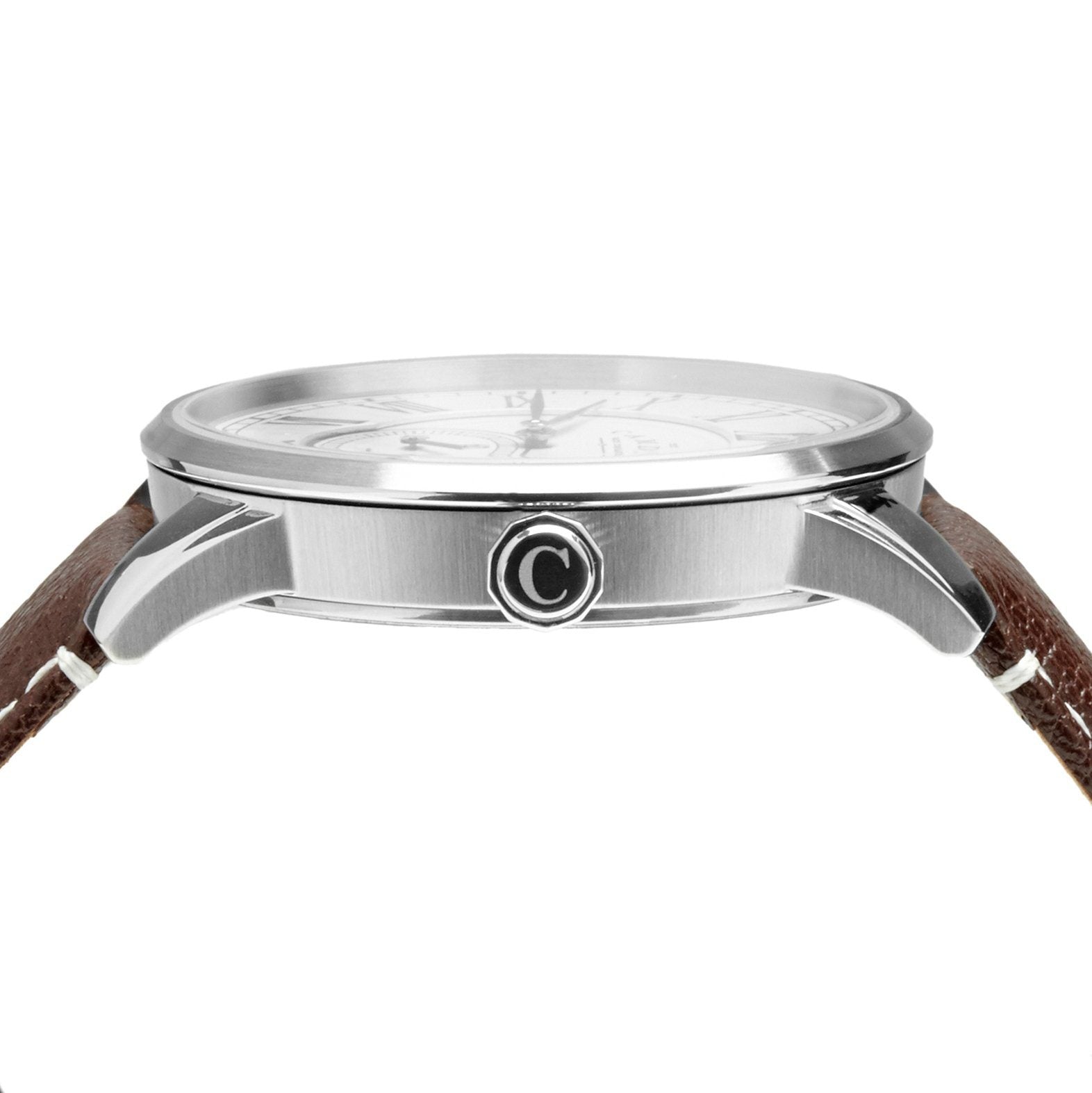 No.29 Gents Classic Watch Steel, Brown Strap and Green Accents