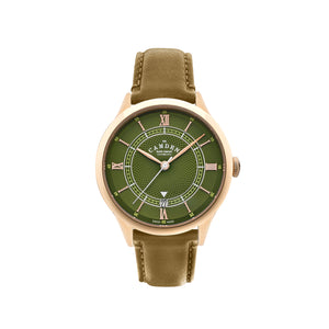 No.274 Automatic rose gold, green and tan