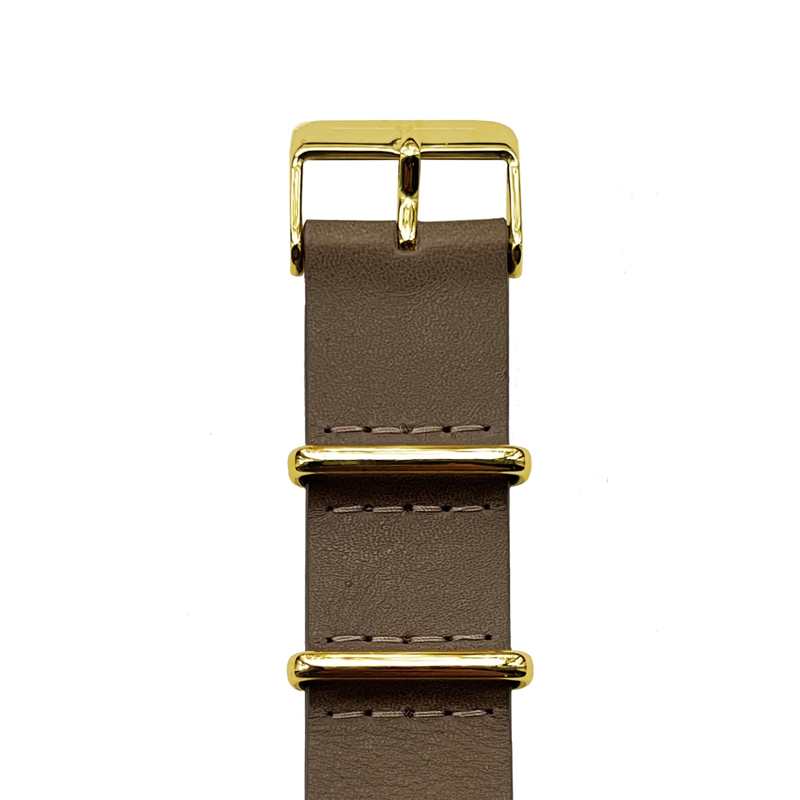 Light Brown Italian Leather and Gold NATO