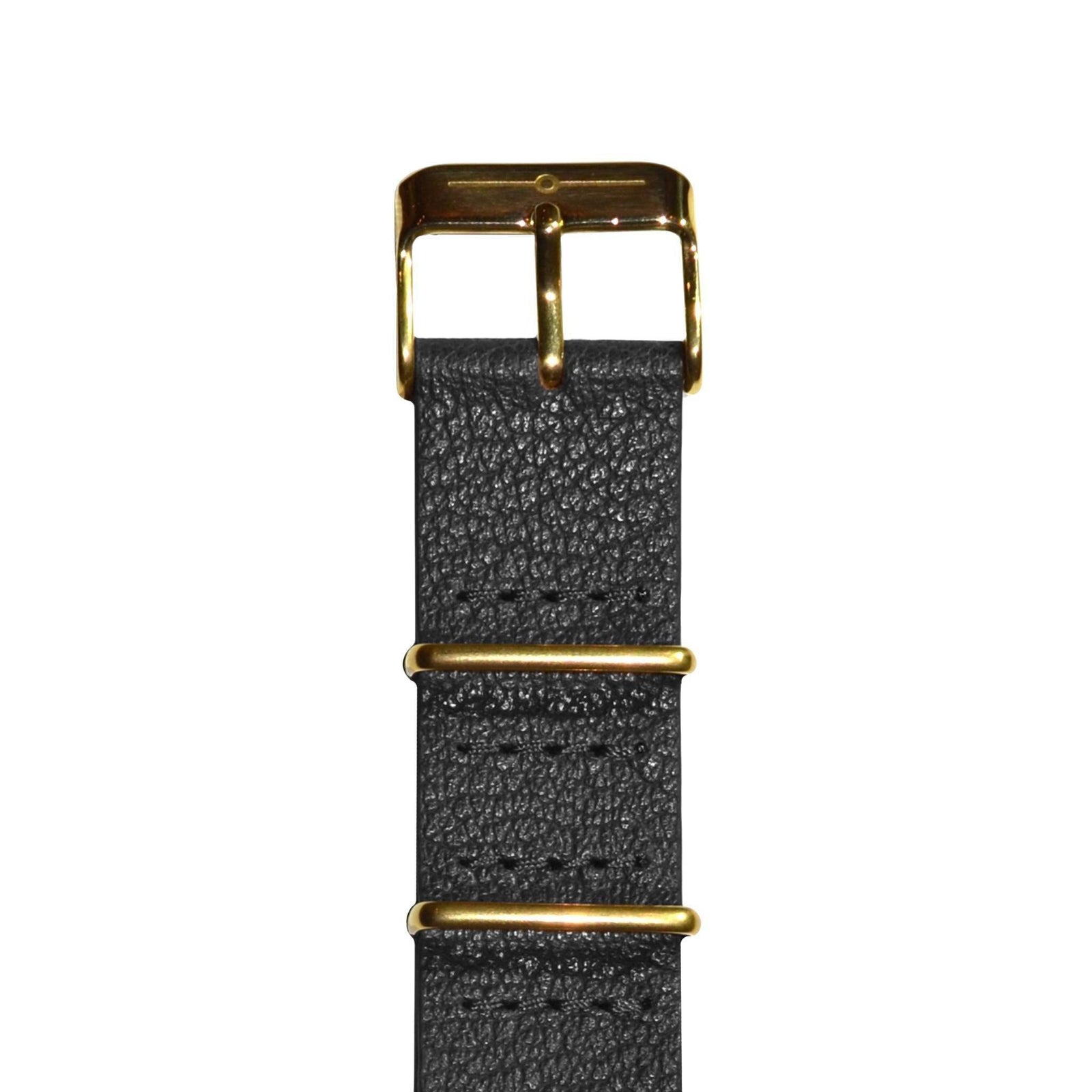 Strap - Black Leather And Gold NATO