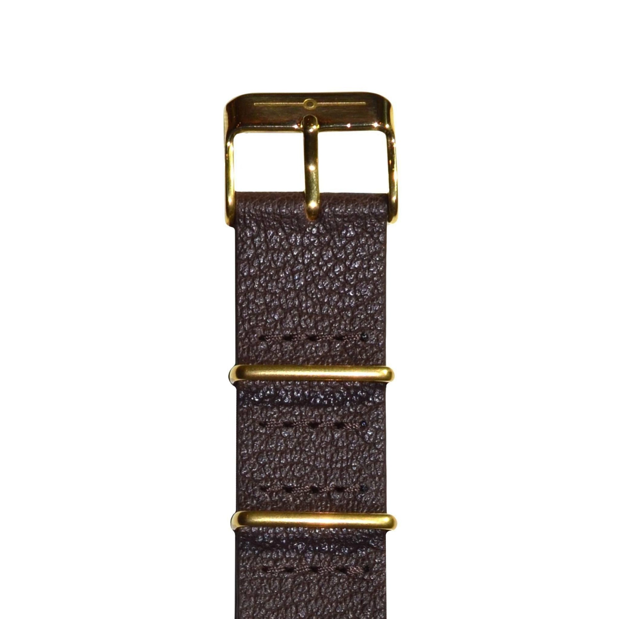 Strap - Brown Leather And Gold NATO